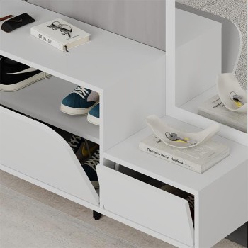 Έπιπλο εισόδου Mila Megapap με κρεμάστρα χρώμα λευκό 120x37x171,6εκ.