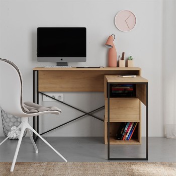 Γραφείο εργασίας πολυμορφικό Badau Megapap χρώμα sapphire oak 110x37,2x77εκ.