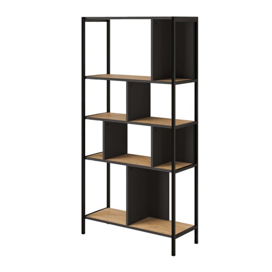 Βιβλιοθήκη Midi Megapap χρώμα sapphire oak - silky black 88x35x175εκ. Βιβλιοθήκη Midi Megapap χρώμα sapphire oak - silky black 88x35x175εκ.