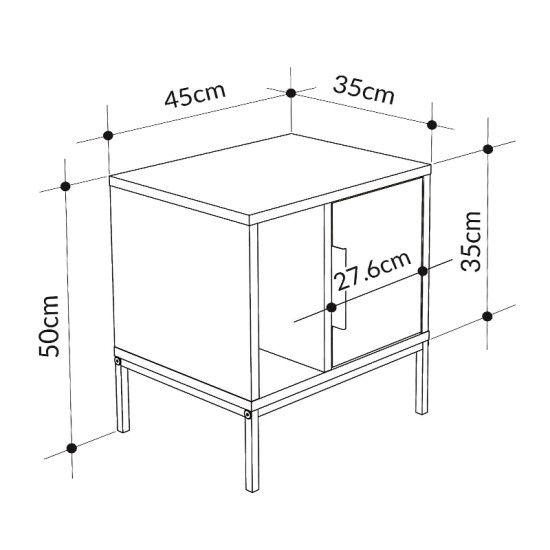 Κομοδίνο Glynn Megapap χρώμα λευκό 45x35x50εκ. Κομοδίνο Glynn Megapap χρώμα λευκό 45x35x50εκ.