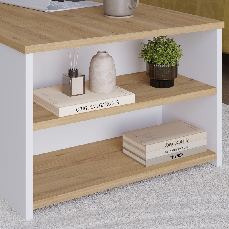 Τραπεζάκι σαλονιού Berg Megapap χρώμα sapphire oak - λευκό 110x60x40εκ.