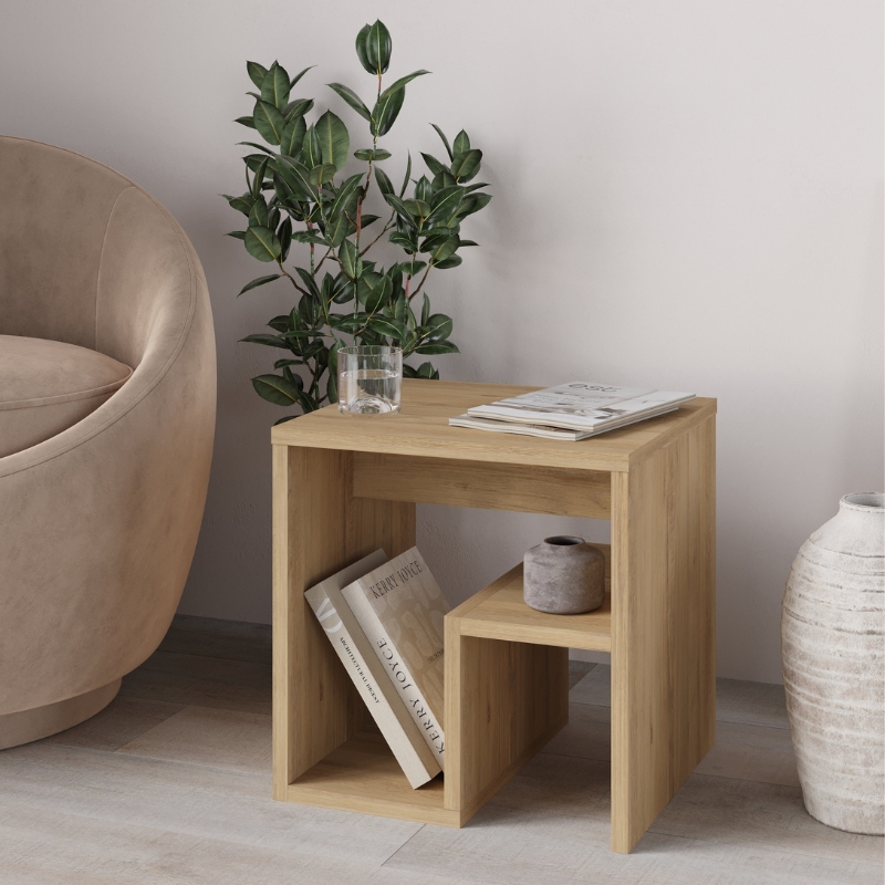 Τραπεζάκι βοηθητικό - Κομοδίνο Bon Megapap χρώμα sapphire oak 40x35x40εκ.