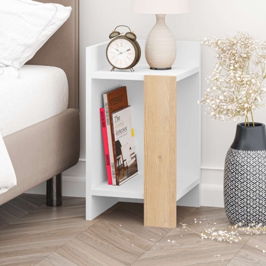 Κομοδίνο Elos Megapap χρώμα λευκό - saphhire oak 30x31,7x55εκ. Κομοδίνο Elos Megapap χρώμα λευκό - saphhire oak 30x31,7x55εκ.
