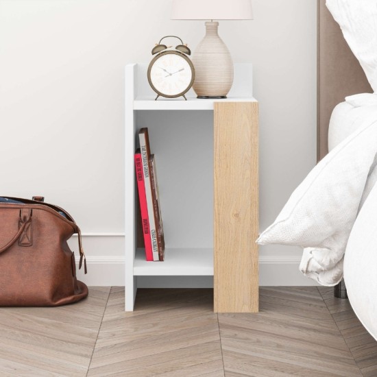 Κομοδίνο Elos Megapap χρώμα λευκό - saphhire oak 30x31,7x55εκ. Κομοδίνο Elos Megapap χρώμα λευκό - saphhire oak 30x31,7x55εκ.