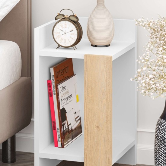 Κομοδίνο Elos Megapap χρώμα λευκό - saphhire oak 30x31,7x55εκ. Κομοδίνο Elos Megapap χρώμα λευκό - saphhire oak 30x31,7x55εκ.
