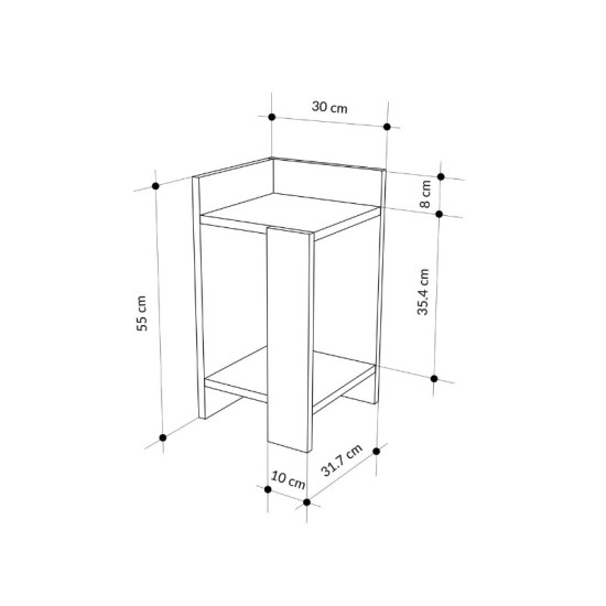 Κομοδίνο Elos Megapap χρώμα λευκό - saphhire oak 30x31,7x55εκ. Κομοδίνο Elos Megapap χρώμα λευκό - saphhire oak 30x31,7x55εκ.
