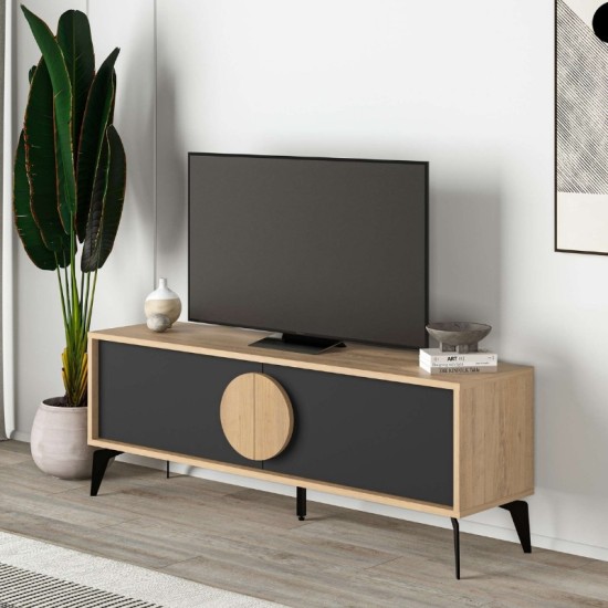 Έπιπλο τηλεόρασης Gora Megapap χρώμα sapphire oak - silky black 140x35,6x51εκ. Έπιπλο τηλεόρασης Gora Megapap χρώμα sapphire oak - silky black 140x35,6x51εκ.