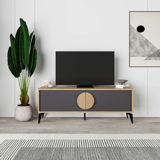 Έπιπλο τηλεόρασης Gora Megapap χρώμα sapphire oak - silky black 140x35,6x51εκ. Έπιπλο τηλεόρασης Gora Megapap χρώμα sapphire oak - silky black 140x35,6x51εκ.