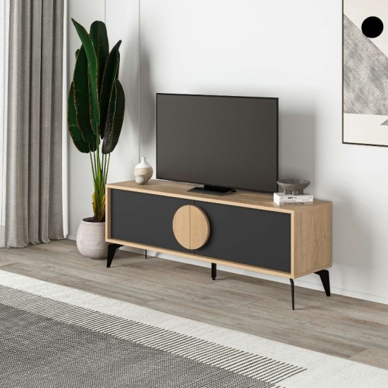 Έπιπλο τηλεόρασης Gora Megapap χρώμα sapphire oak - silky black 140x35,6x51εκ. Έπιπλο τηλεόρασης Gora Megapap χρώμα sapphire oak - silky black 140x35,6x51εκ.