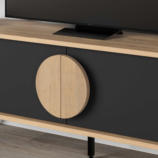 Έπιπλο τηλεόρασης Gora Megapap χρώμα sapphire oak - silky black 140x35,6x51εκ. Έπιπλο τηλεόρασης Gora Megapap χρώμα sapphire oak - silky black 140x35,6x51εκ.