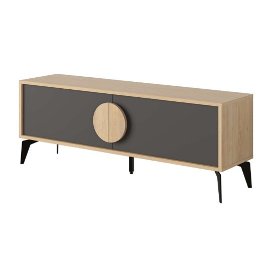 Έπιπλο τηλεόρασης Gora Megapap χρώμα sapphire oak - silky black 140x35,6x51εκ. Έπιπλο τηλεόρασης Gora Megapap χρώμα sapphire oak - silky black 140x35,6x51εκ.