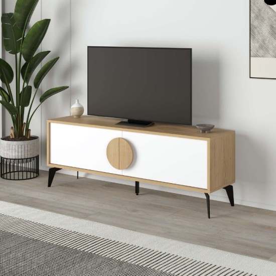 Έπιπλο τηλεόρασης Gora Megapap χρώμα sapphire oak - λευκό 140x35,6x51εκ. Έπιπλο τηλεόρασης Gora Megapap χρώμα sapphire oak - λευκό 140x35,6x51εκ.