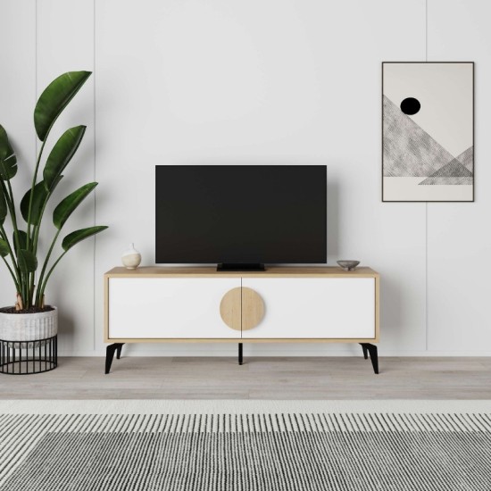 Έπιπλο τηλεόρασης Gora Megapap χρώμα sapphire oak - λευκό 140x35,6x51εκ. Έπιπλο τηλεόρασης Gora Megapap χρώμα sapphire oak - λευκό 140x35,6x51εκ.