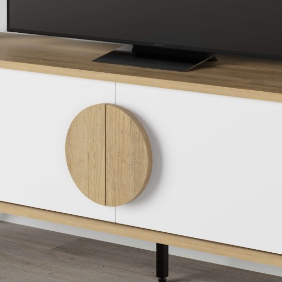 Έπιπλο τηλεόρασης Gora Megapap χρώμα sapphire oak - λευκό 140x35,6x51εκ. Έπιπλο τηλεόρασης Gora Megapap χρώμα sapphire oak - λευκό 140x35,6x51εκ.