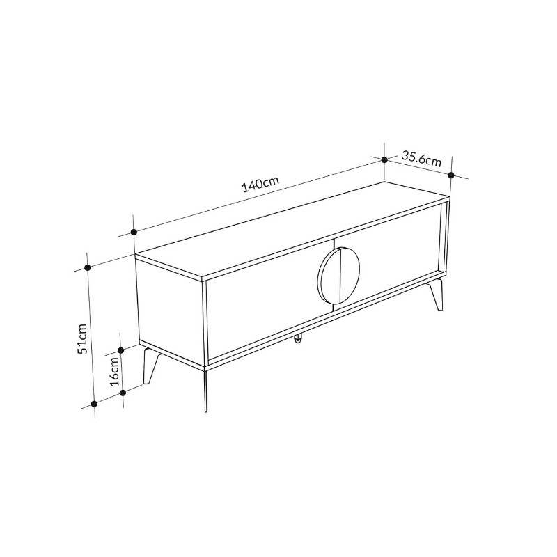 Έπιπλο τηλεόρασης Gora Megapap χρώμα sapphire oak - λευκό 140x35,6x51εκ.