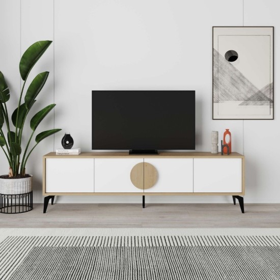 Έπιπλο τηλεόρασης Gora Megapap χρώμα sapphire oak - λευκό 180x35,6x51εκ. Έπιπλο τηλεόρασης Gora Megapap χρώμα sapphire oak - λευκό 180x35,6x51εκ.