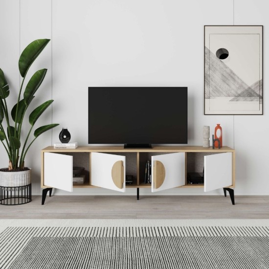 Έπιπλο τηλεόρασης Gora Megapap χρώμα sapphire oak - λευκό 180x35,6x51εκ. Έπιπλο τηλεόρασης Gora Megapap χρώμα sapphire oak - λευκό 180x35,6x51εκ.