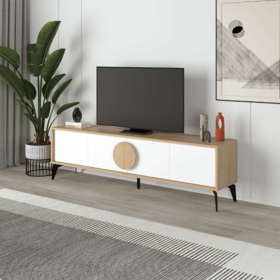 Έπιπλο τηλεόρασης Gora Megapap χρώμα sapphire oak - λευκό 180x35,6x51εκ. Έπιπλο τηλεόρασης Gora Megapap χρώμα sapphire oak - λευκό 180x35,6x51εκ.