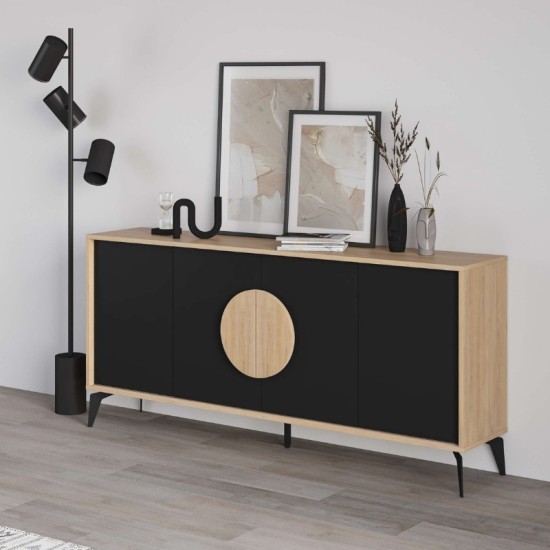 Μπουφές Gora Megapap χρώμα sapphire oak - silky black 180x40x82εκ. Μπουφές Gora Megapap χρώμα sapphire oak - silky black 180x40x82εκ.