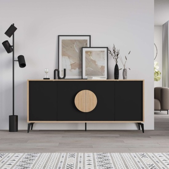 Μπουφές Gora Megapap χρώμα sapphire oak - silky black 180x40x82εκ. Μπουφές Gora Megapap χρώμα sapphire oak - silky black 180x40x82εκ.