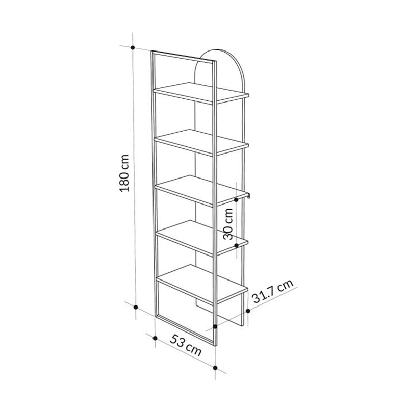 Βιβλιοθήκη Archy Megapap χρώμα γκρι ρετρό 53x31,7x180εκ.