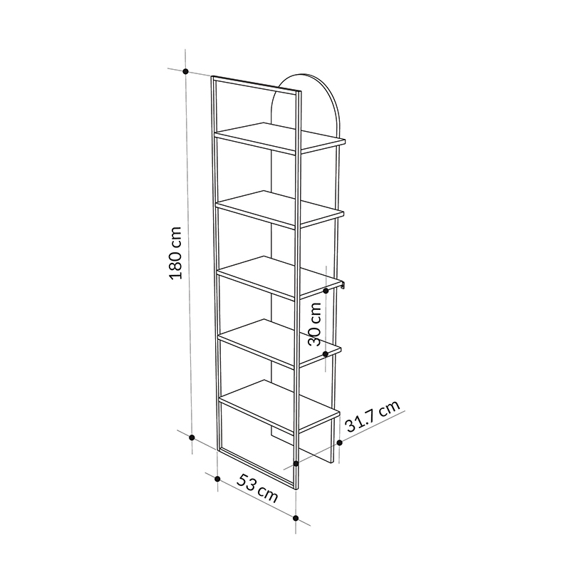 Βιβλιοθήκη Archy Megapap χρώμα γκρι ρετρό 53x31,7x180εκ.