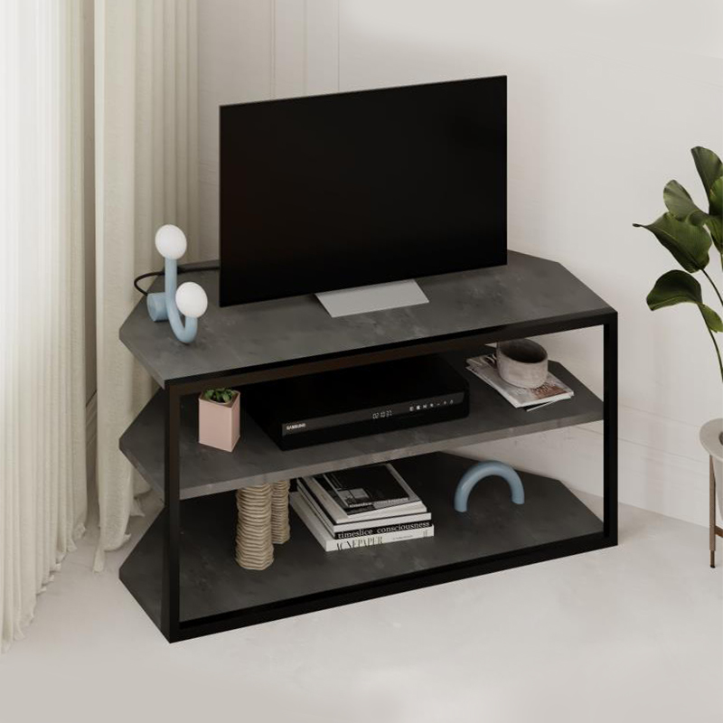 Έπιπλο τηλεόρασης γωνιακό Echo Megapap χρώμα γκρι ρετρό 98x37x45εκ.