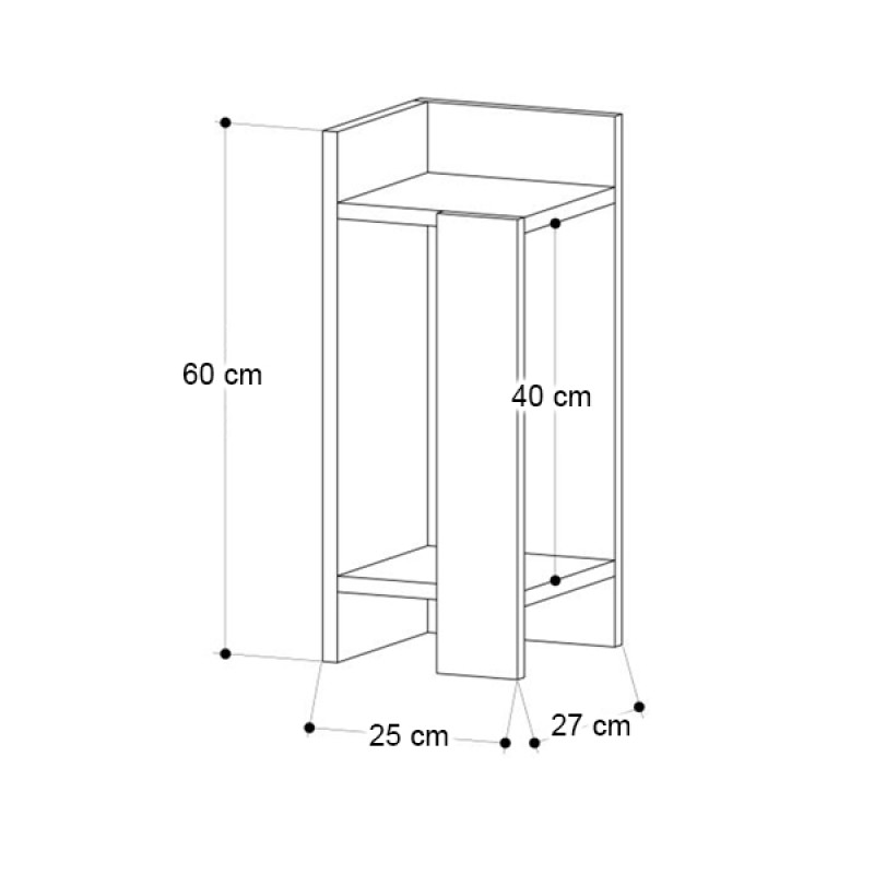 Κομοδίνο Elos Megapap αριστερό χρώμα λευκό αντικέ - γκρι ρετρό 25x27x60εκ.