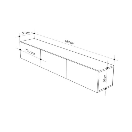 Έπιπλο τηλεόρασης επιτοίχιο Francy Megapap χρώμα sandstone 180x30x30εκ. Έπιπλο τηλεόρασης επιτοίχιο Francy Megapap χρώμα sandstone 180x30x30εκ.