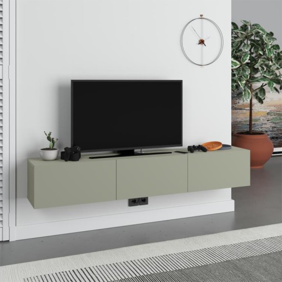 Έπιπλο τηλεόρασης επιτοίχιο Francy Megapap χρώμα ash green 180x30x30εκ. Έπιπλο τηλεόρασης επιτοίχιο Francy Megapap χρώμα ash green 180x30x30εκ.