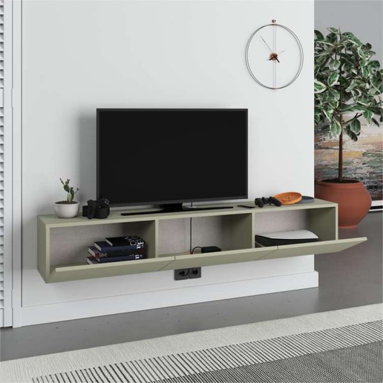Έπιπλο τηλεόρασης επιτοίχιο Francy Megapap χρώμα ash green 180x30x30εκ. Έπιπλο τηλεόρασης επιτοίχιο Francy Megapap χρώμα ash green 180x30x30εκ.