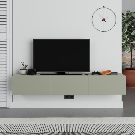 Έπιπλο τηλεόρασης επιτοίχιο Francy Megapap χρώμα ash green 180x30x30εκ. Έπιπλο τηλεόρασης επιτοίχιο Francy Megapap χρώμα ash green 180x30x30εκ.
