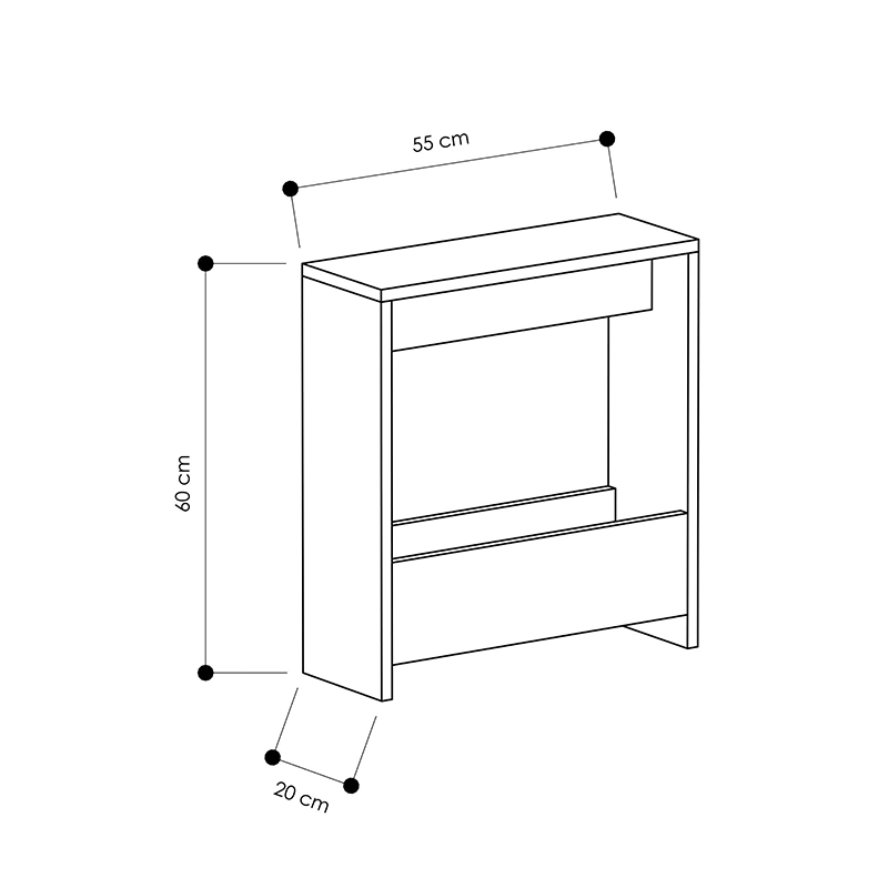 Τραπεζάκι βοηθητικό Simpi Megapap χρώμα black wood 55x20x60εκ.