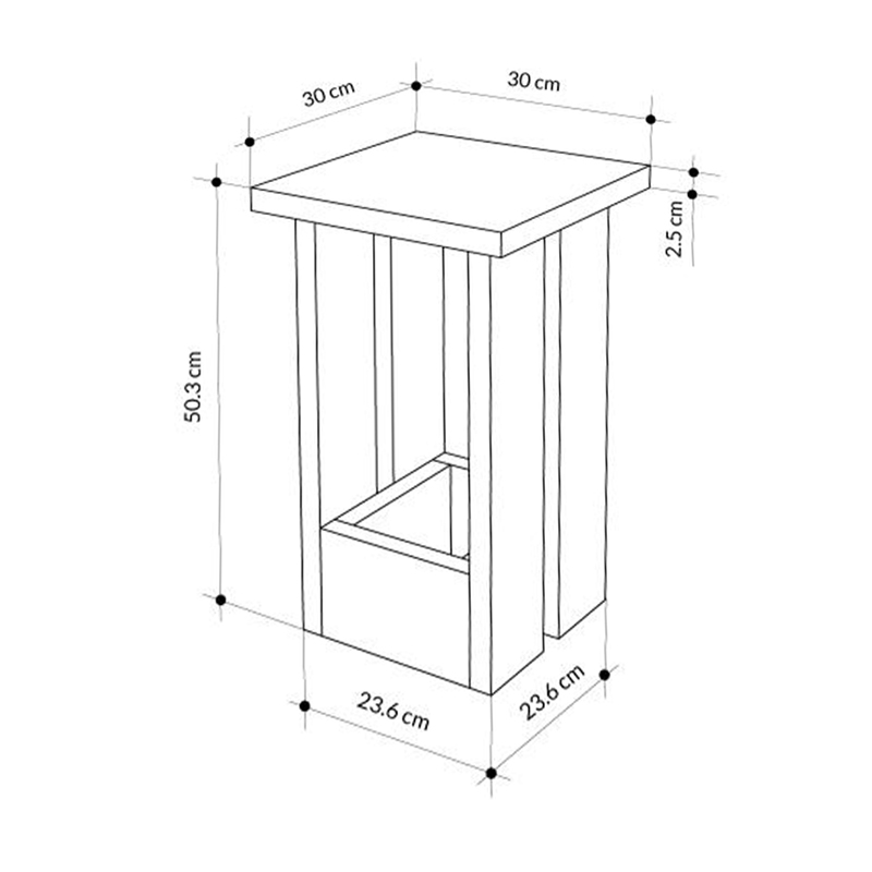 Τραπεζάκι βοηθητικό Tasos Megapap χρώμα sepet oak 30x30x50,3εκ.