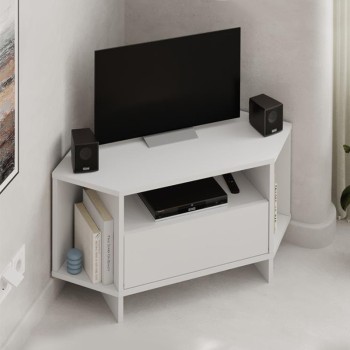 Έπιπλο τηλεόρασης γωνιακό Viva Megapap χρώμα λευκό 95,7x35,4x45εκ.