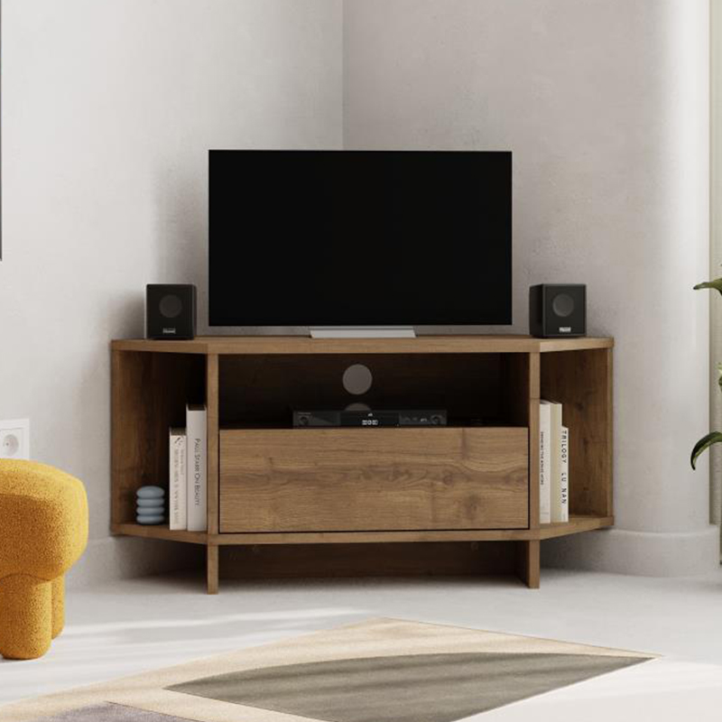 Έπιπλο τηλεόρασης γωνιακό Viva Megapap χρώμα ανοιχτό καρυδί 95,7x35,4x45εκ.