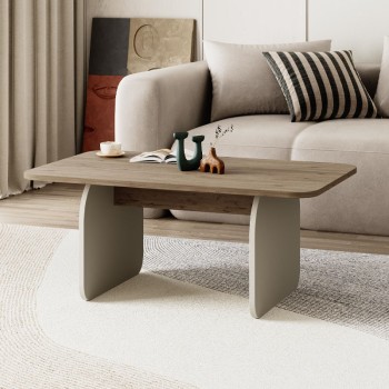 Τραπεζάκι σαλονιού Pietra Megapap χρώμα sepet oak - sandstone 100x60x41,8εκ.