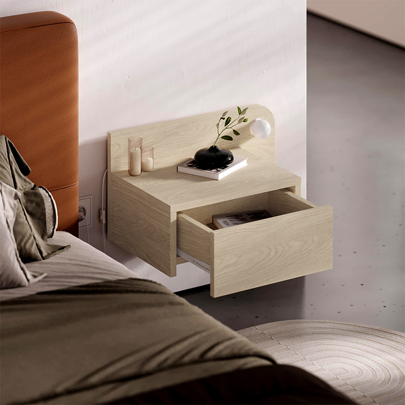 Κομοδίνο επιτοίχιο Dotta Megapap με LED χρώμα light oak 52x33,6x28εκ.