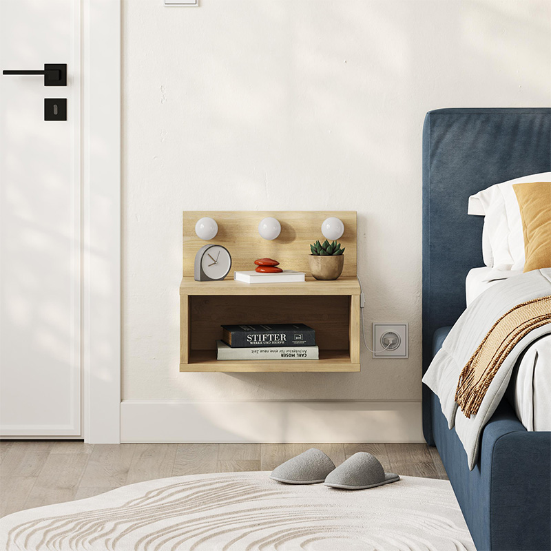 Κομοδίνο επιτοίχιο Treo Megapap με LED χρώμα sapphire oak 40x30x33,8εκ.