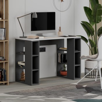 Γραφείο εργασίας Colmar Megapap χρώμα ανθρακί - λευκό 106x50x75εκ.