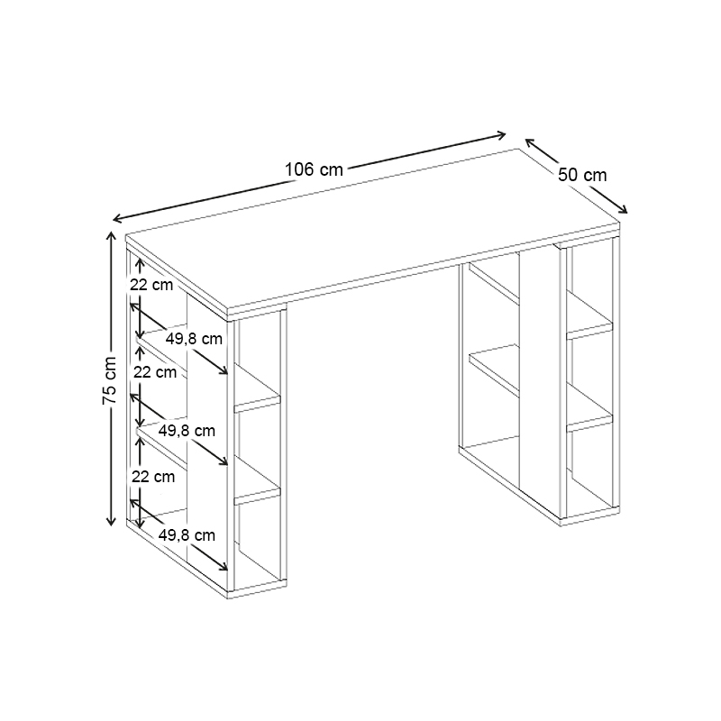 Γραφείο εργασίας Colmar Megapap χρώμα ανθρακί - λευκό 106x50x75εκ.