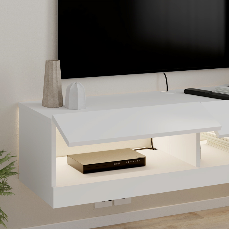 Έπιπλο τηλεόρασης επιτοίχιο Moon Megapap με LED χρώμα λευκό 120x33,8x30εκ.