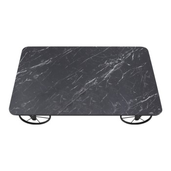 Τραπεζάκι σαλονιού Jemmy Megapap Mdf - μεταλλικό χρώμα μαύρο εφέ μαρμάρου 90x55x33εκ.