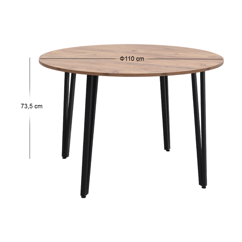 Τραπέζι Zeno Megapap χρώμα ακακίας Ø110x73,5εκ.