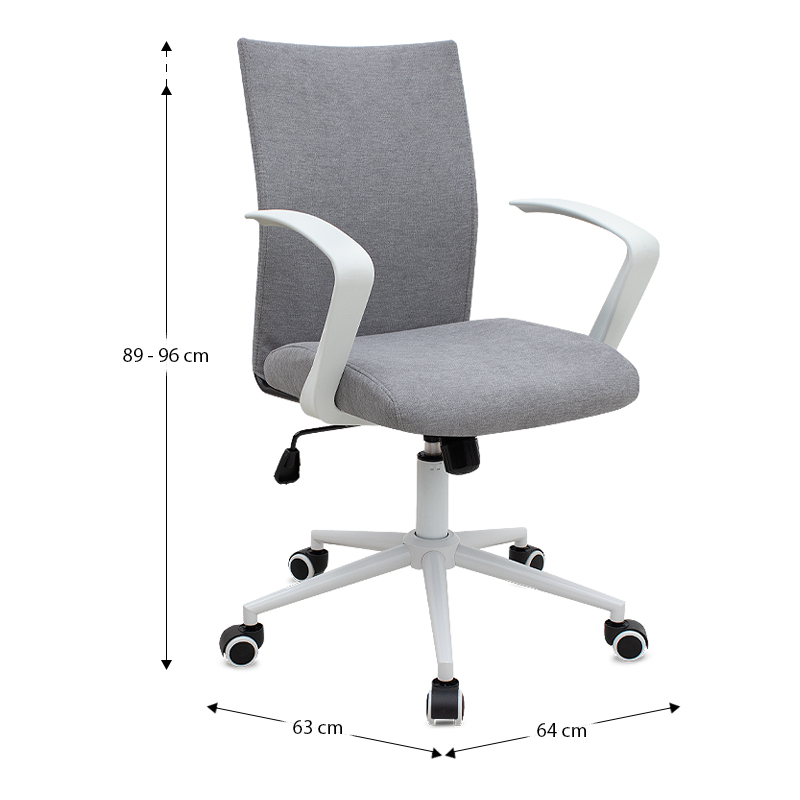 Καρέκλα γραφείου Berlin Megapap υφασμάτινη χρώμα γκρι - λευκό 64x63x89/96εκ.
