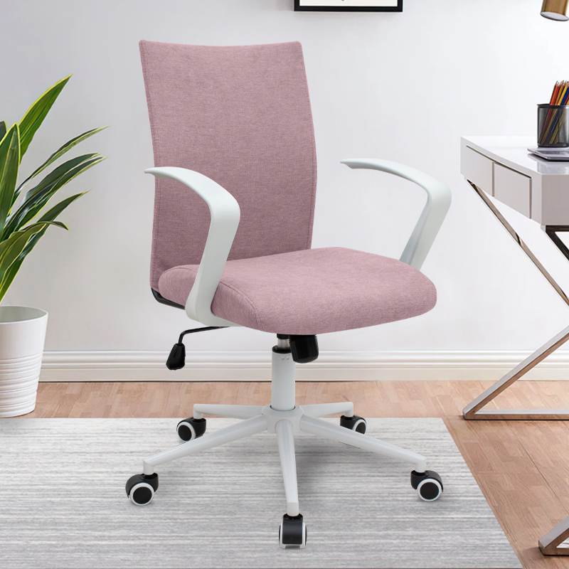 Καρέκλα γραφείου Berlin Megapap υφασμάτινη χρώμα ροζ - λευκό 64x63x89/96εκ.