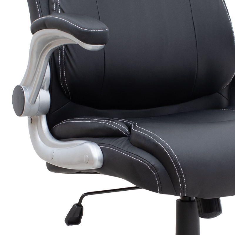 Καρέκλα γραφείου διευθυντική Gustavo Megapap από τεχνόδερμα χρώμα μαύρο 69x65x116/126εκ.