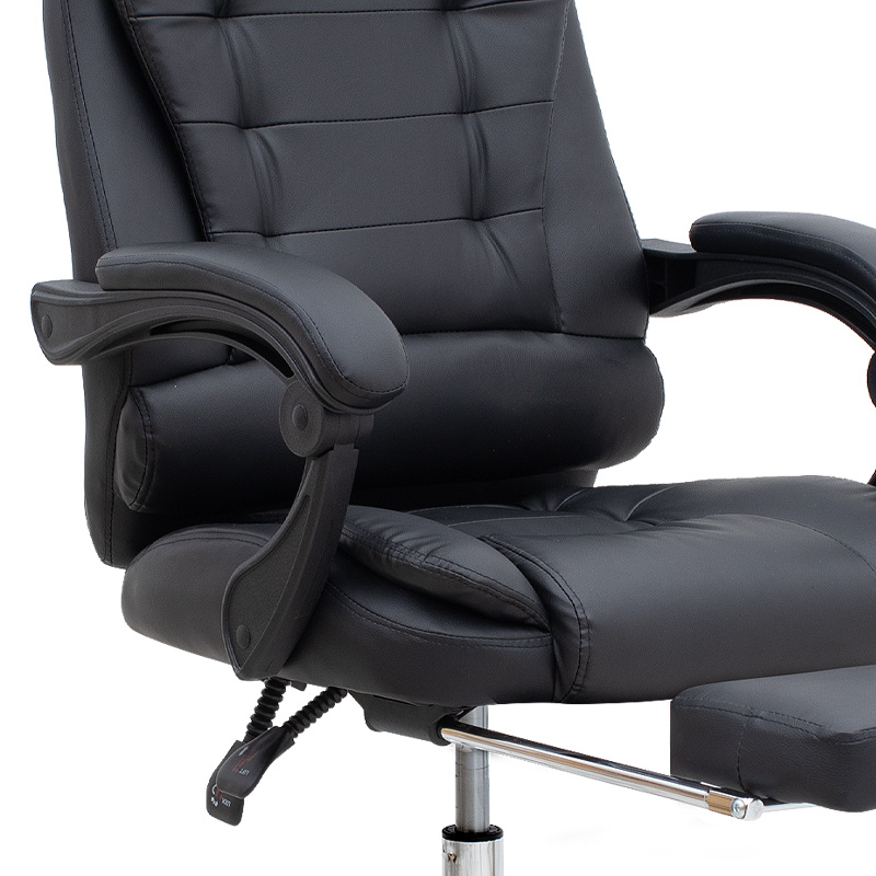 Καρέκλα γραφείου διευθυντική Daria Megapap με υποπόδιο από τεχνόδερμα χρώμα μαύρο 65x65x117/127εκ.