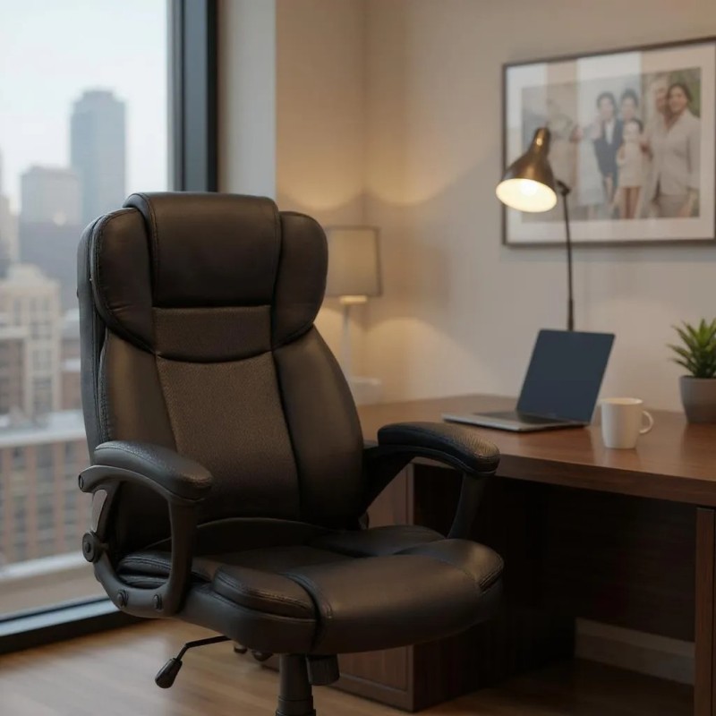 Καρέκλα γραφείου διευθυντική Morgan Megapap από τεχνόδερμα χρώμα μαύρο 67x65x112/122εκ.