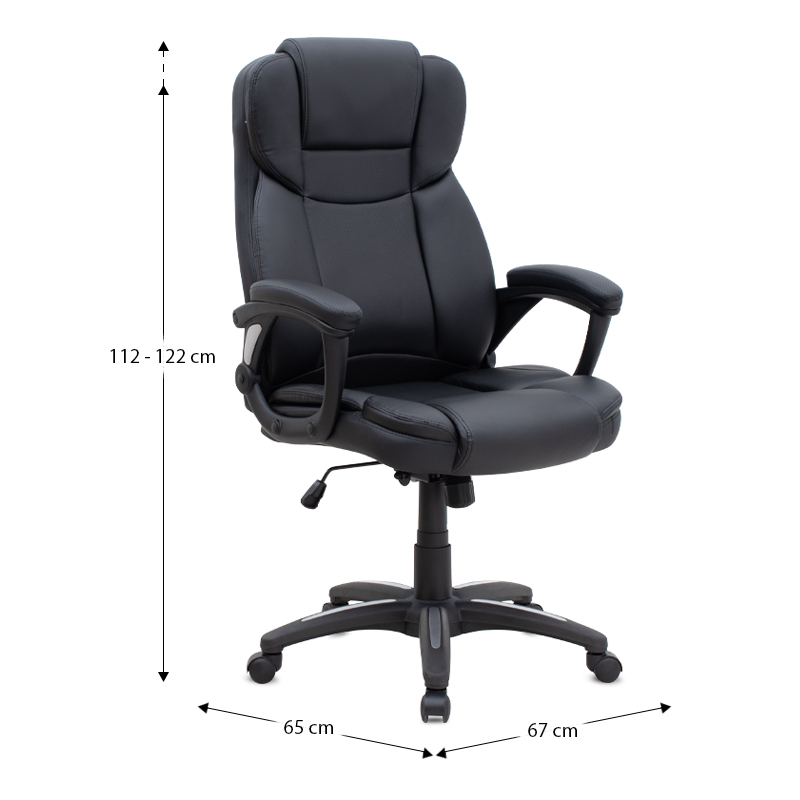 Καρέκλα γραφείου διευθυντική Morgan Megapap από τεχνόδερμα χρώμα μαύρο 67x65x112/122εκ.